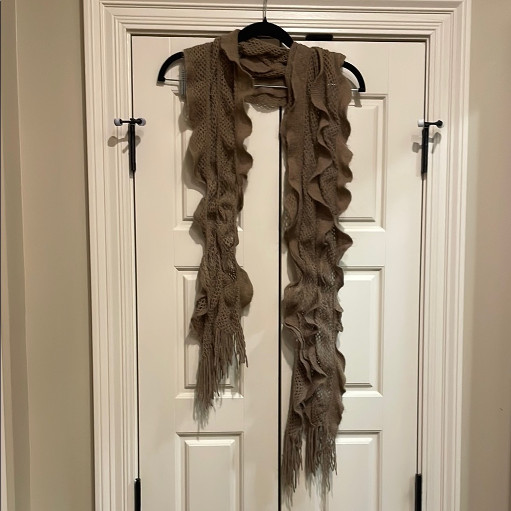 Elegant Tan Ruffled Scarf